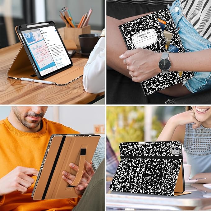 DTTO for iPad Pro 11 inch Case (M5/M4) 2025/2024, Premium Leather Business Folio Stand Cover with Pencil Holder - Auto Wake/Sleep and Multiple Viewing Angles, Book