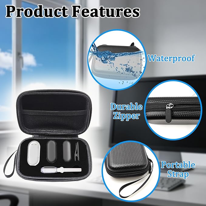 Protective Case for PLAUD NotePin Voice Recorder - Custom Fit Foam Holds All Accessories, Waterproof & Shockproof (Case Only) (Black)