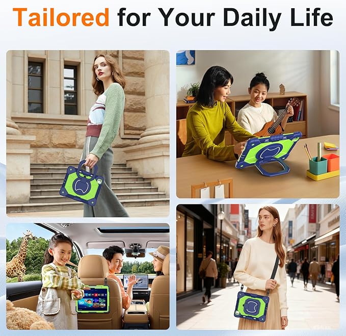 Case for iPad Pro 13 Inch M5 2025/ M4 2024, Ubearkk for iPad Pro 13 Inch case with Screen Protector, 360 Degree Rotating Stand Shoulder Strap Pencil Holder,Military Grade Shockproof, Navy Green