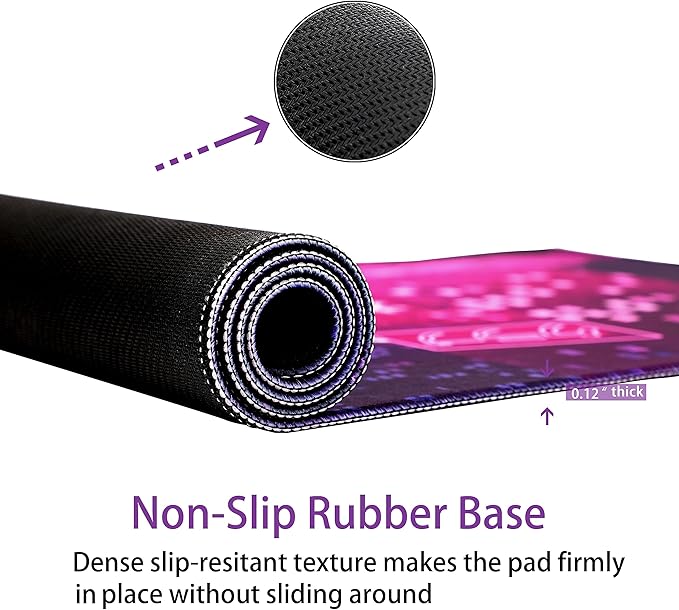 Gaming Laptop Mouse Pad,Sea Wave Big Mice Pads PC Keyboard Waterproof and Non-Slip 31.5" x 11.9" 0.12" Thick XL,XXL Rubber Table Mat, Purple Cyberpunk City Night View