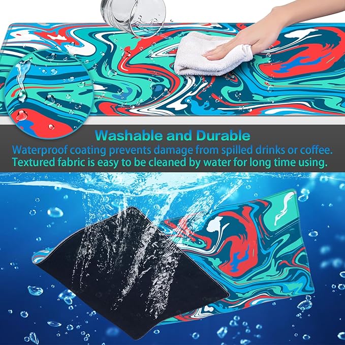 Canjoy Gaming Mouse Pad, Fluid Pattern Mouse Pad 35.4x15.7inch Large Extended Computer Mouse Mat Keyboard Full Desk Mousepad for Gaming, Office, Home