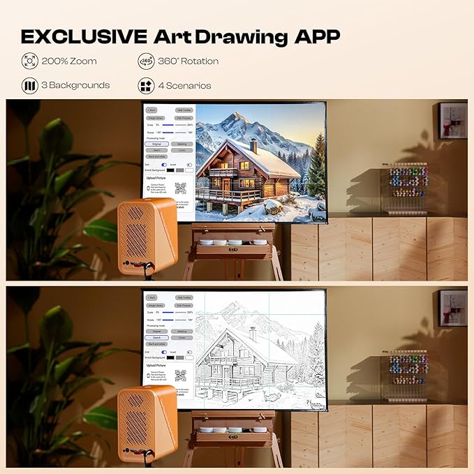 Caydo P1 Art Projector with Exclusive Drawing App for Artists, Portable Auto Focus & Keystone LED Projector for Drawing and Tracing, 4K Support, 100’’ Display, Compatible with iOS/Android, Upgraded