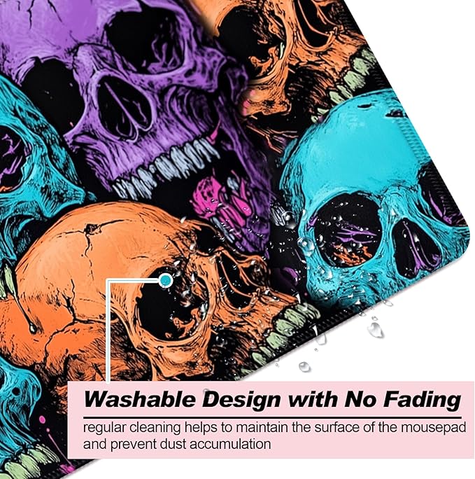 RGB Scary Skull Gaming Desk Mat, Computer Keyboard Large Extended Cool Multi-Color Skull LED Mouse Pad for Office and Home, 31.5×11.8 Inches, XL