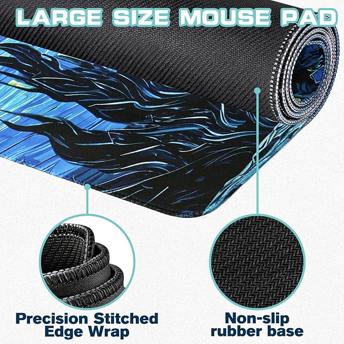 Mouse Pad Gaming - Desk Mat for Keyboard and Mouse - Van Gogh Starry Night Large Mouse Pads for Desk, Gaming Mousepad with Non-Slip Base, Desks Pad (31.5" X 11.8") for Game, Office and Home