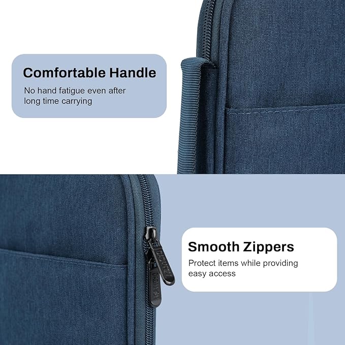 Dadanism 9-11 Inch Tablet Sleeve Padded Carrying Case with Handle, Protective Travel Bag for iPad A16 11" 2025, iPad Air M4/Pro M5 11", iPad 10th Gen 10.9", iPad 10.2", Galaxy Tab A11+ 11", Blue