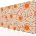 Desk Cover Mat, Extended Large Anime Mouse Pad, Computer Laptop Mat Desk Decor for Office Game Home 31.5 X 15.7 Inch (Orange Floral)