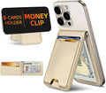 For Magsafe Wallet with Money Clip, Strongest Magnetic Wallet for iPhone 17/16/15/14/13/12 Series, Adjustable Stand, ID Window, 5 Card Holder, RFID Blocking, Not for 13/12 Mini, Desert Titanium Gold