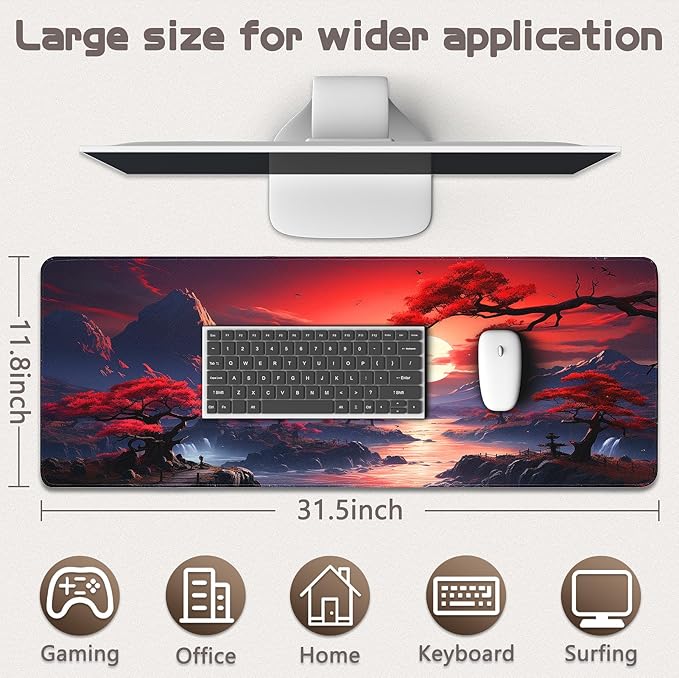 Gaming Mouse Pad - (31.5"×11.8") Japanese Anime Large Mouse Pads for Desk - Desk Mat for Keyboard and Mouse with Non-Slip Base, Desks Pad Matfor Game/Office & Home