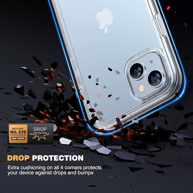 Diaclara Designed for iPhone 15 Case, Full Body Rugged Case with Built-in Touch Sensitive Anti-Scratch Screen Protector, with Camera Lens Protector for iPhone 15 6.1" (Clear)