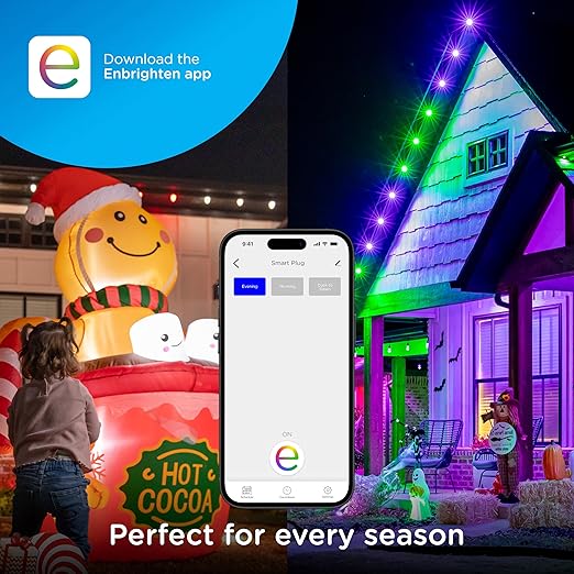 Enbrighten Vibe Outdoor Dual‑Outlet Wi‑Fi Matter Smart Plug, 2.4GHz, No Hub Required, Compatible with Alexa, Google Assistant and Apple HomeKit, Dual Grounded Plug‑in Outlets, 81912-TS1