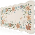 HAOCOO Scalloped Desk Matt for Desktop, Non-Slip Mouse Pad, Washable Cute Desk Pad Mat, Floral Keyboard Mat with Edge Stitching, Large Mouse Mat for Office Aesthetics, Home Decor(Beige)