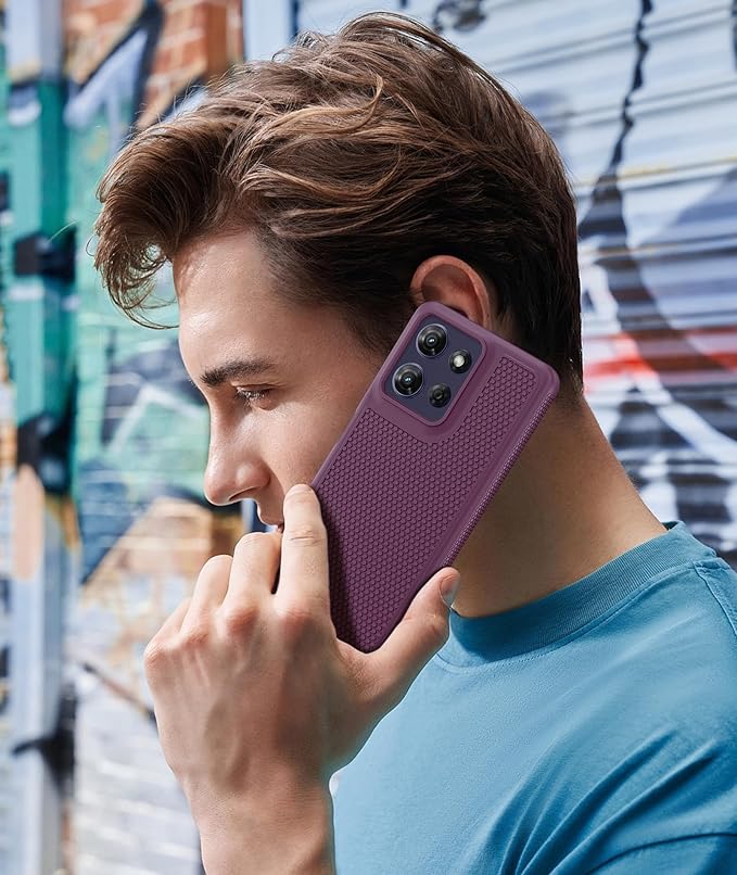 FNTCASE for Moto G-Power 2026 Case: Motorola Moto G Power 2025 Case 14FT Military Grade Drop Protection with Screen Protector Shockproof Anti-Slip Sweat-Resistant Matte TPU Daily Cover (Burgundy)