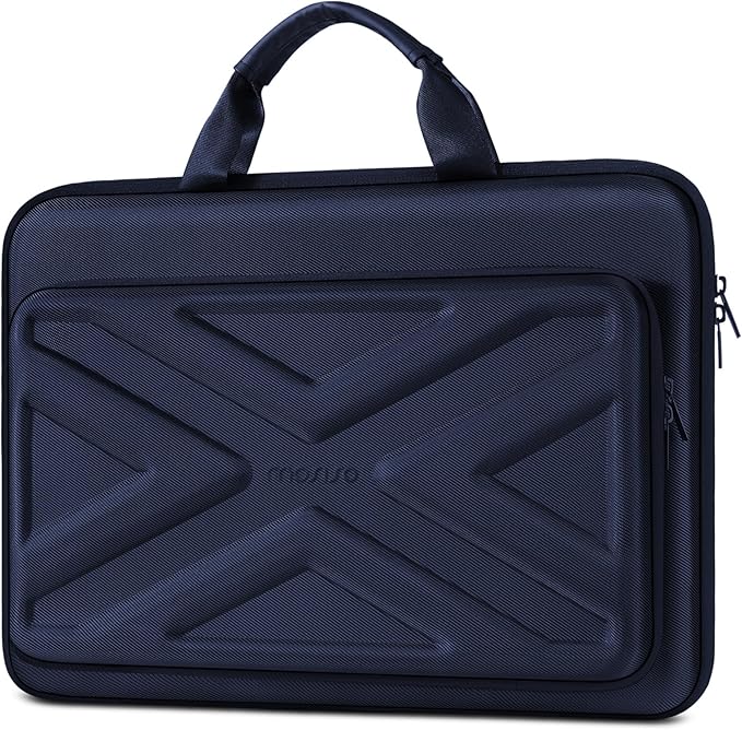 MOSISO 15.6-16 inch Laptop Hard Case, 15 inch Shockproof Waterproof Laptop Case Hard Shell Compatible with MacBook HP Dell, Carrying Sleeve Computer Bag with Sturdy Handle&Front Pocket&Belt, Navy Blue