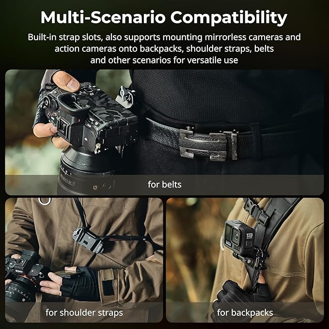 SMALLRIG Camera Clip with Plate, Quick Release System, Max Payload 40kg/88lb, for Sony, for Nikon, for Fujifilm, for DSLR Action Camera, Backpack Strap Clip Kit for Arca-Swiss - 5053