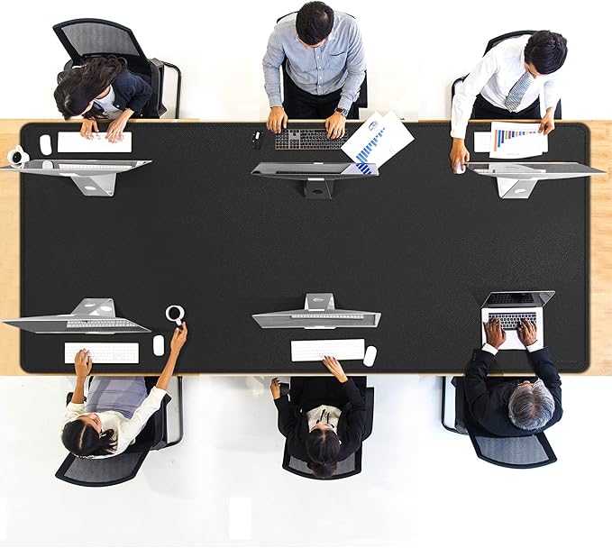 CENNBIE MAX200 78.7" x 39.4" Leather Desk Mat Protector, Extra Large Leather Desk Pad for Full Desk - XXXXXL Super Large Mouse Pad (Black)