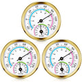 Weewooday 3 Pcs Indoor Outdoor Thermometer 2 in 1 Mini Home Temperature Humidity Hygrometer Monitor Gauge for Home Offices Wall(Gold,2.2 Inch)
