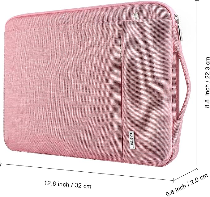 LANDICI 360° Protective Laptop Sleeve 11.6 Inch for Surface Pro 7 8 9/Laptop Go 2 3, MacBook Air 11, Small Computer Bag Carrying Case for 11-12 Inch Chromebook, Women, Slim, Shockproof, Pink