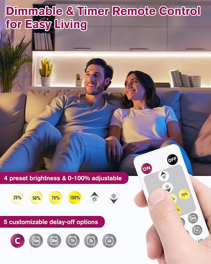 EMITEVER COB LED Strip Lights Kit 4000K, Neutral White 16.4ft Dimmable Tape Light with Remote & 24V Power Supply, CRI90+,High Density 2400LEDs, 300+LM/FT, Suitable for Bedroom Kitchen Cabinet Lighting