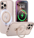 CASEKOO Ultra-Magnetic Stand for iPhone 16 Pro Case [Military Drop Protection] [Compatible with MagSafe] Shockproof Translucent Matte Slim Ring Holder Case for iPhone 16 Pro 6.3", Gold