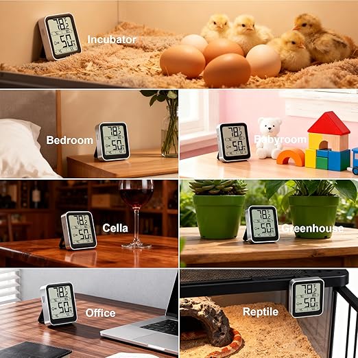 Antonki Room Thermometer Indoor Hygrometer Digital Temperature and Humidity Sensor Meter Humidity Monitor with Max/Min Records - AAA Battery Included