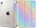 DONGKE for iPad mini 7 (A17 Pro) 2024 & iPad mini 6 2021 8.3 Inch, Slim Foldable Stand Hard PC Translucent Back Shell Smart Cover for iPad mini 7th/6th Generation [Auto Wake/Sleep] - Colorful Leopard