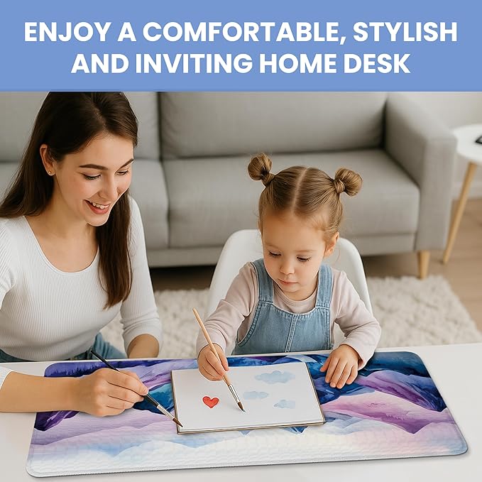 Large Mouse Pad for Desktop, Cute Desk Mat Pad Protector for Work & Gaming, Aesthetic Pretty Anti-Slip Laptop Blotter Cover for Office School Home Supplies, Distant Peaks, 31.5" x 11.8"