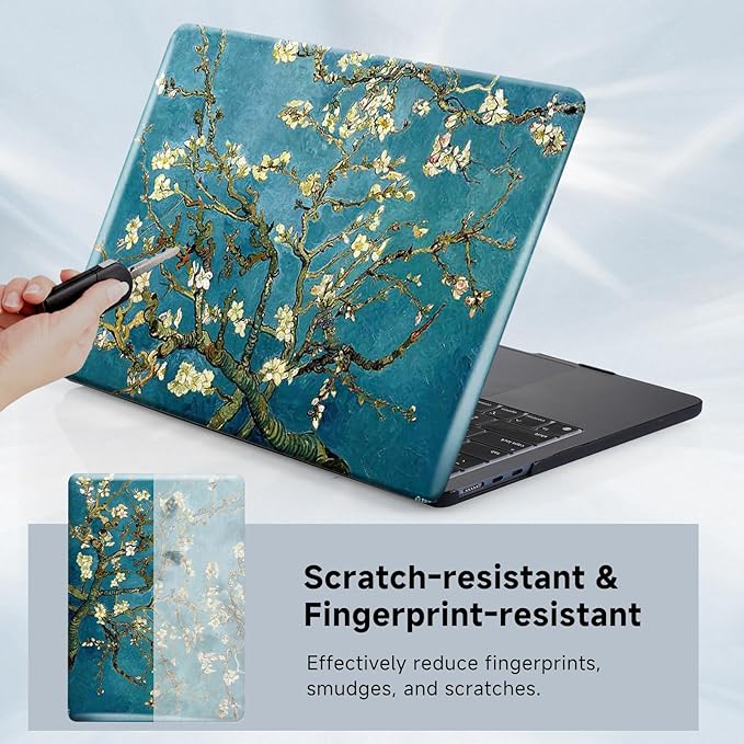 Funut for MacBook Pro 14 inch Case M5 2026 M4 2025 M3 M2 M1 2024-2021 A3427 A3426 A3434 A3112 A3185 A3401 A2918 A2992 A2779 A2442, Printed Plastic Hard Shell Case & Keyboard Cover, Van Gogh Blossom