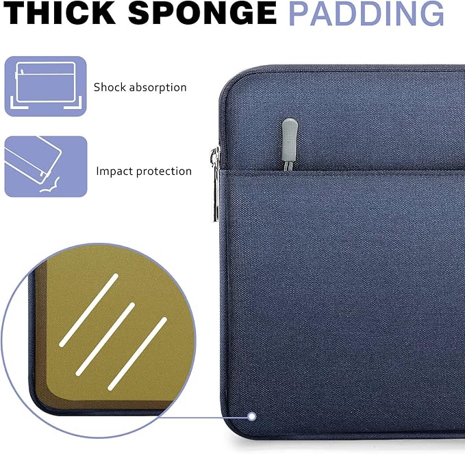 MoKo Tablet Sleeve Case Fits 13 Inch New iPad Pro M4 & Air M2 2024, iPad Pro 12.9 inch M2&M1,Galaxy Tab S8+/S9+ 12.4, Zipper Polyester Bag with Pocket, Fit Surface Pro Type Cover and Pen, Indigo