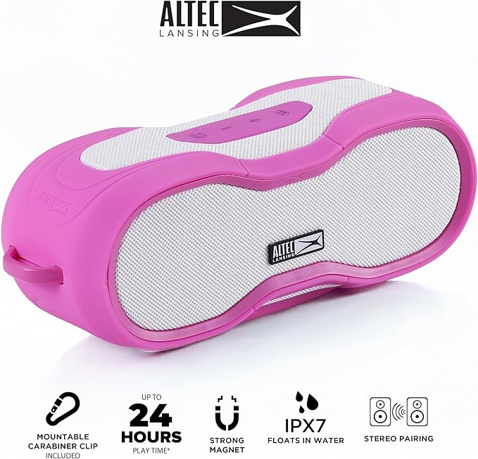Altec Lansing - BoomJacket Wireless Bluetooth Speaker, Magnetic Waterproof Speaker, IPX7 Outdoor Speaker with 24H Playtime, Portable Speaker with Carabiner, Mountable, Quick Charge