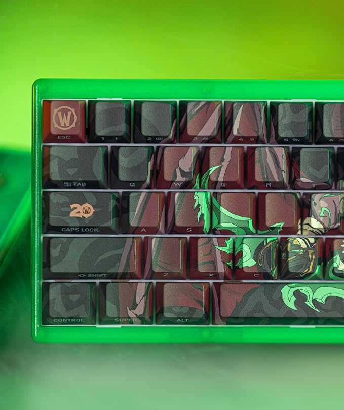 World Of Warcraft Illidan Stormrage Full Art keycap set PBT Dye Sub Keycaps for Mechanical Gaming Keyboards, Cherry MX Switches, Custom Side Print, ANSI ISO Support, US Layout - Officially Licensed