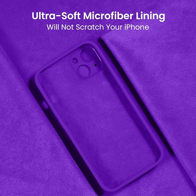 FireNova Designed for iPhone 14 Case, Silicone Upgraded [Camera Protection] Phone Case, Soft Anti-Scratch Microfiber Lining Inside, 6.1 inch, Neon Purple