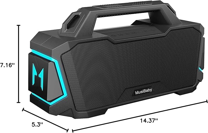 Musibaby Bluetooth Speaker,80W Portable Bluetooth Speaker with Deep Bass,Loud Stereo Sound,IPX6 Waterproof,24H+ Playtime,USB/TF/AUX,Dual Pairing Party Speaker for Outdoor,Beach,Patio (Black)