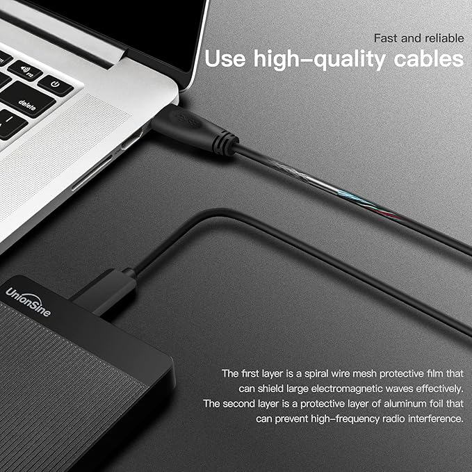 UnionSine 1TB Ultra Slim Portable External Hard Drive HDD-USB 3.0 for PC, Mac, Laptop, PS4, Xbox one, Xbox 360-(Black)