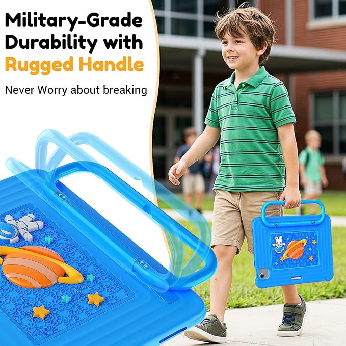 KAIJIAbox Kids-Friendly Case for iPad Air 11" M4/M3/M2, Pro 11" 4th/3rd/2nd/1st Gen, Air 5th/4th - Military-Grade Drop Protection with Metal Handle/Stand, Screen Protector, Pen Holder, Shoulder Strap
