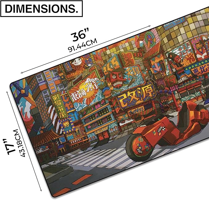 MPCO. Masterpiece Large Gaming Desk Pad - 36" x 17" Aeroglyde Fabric Machinami Desk Mats - Non-Slip, Washable, Smooth Glide for Precision Gaming & Work