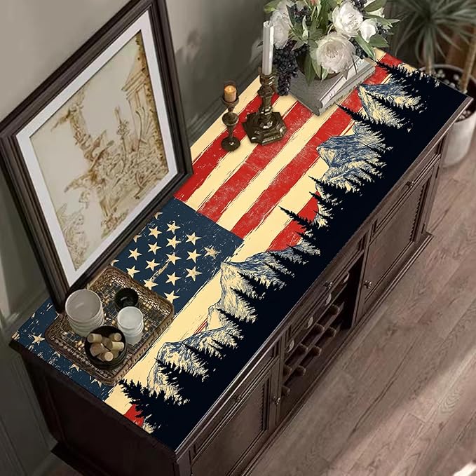 Extended Gaming Mouse Pad, Large Mouse Mat 3 mm Nature Rubber Base Mousepad with Stitched Edges, Non-Slip Desk Mat for Office Home Great Gift 31.5x11.8 Inch (USA Flag 3)