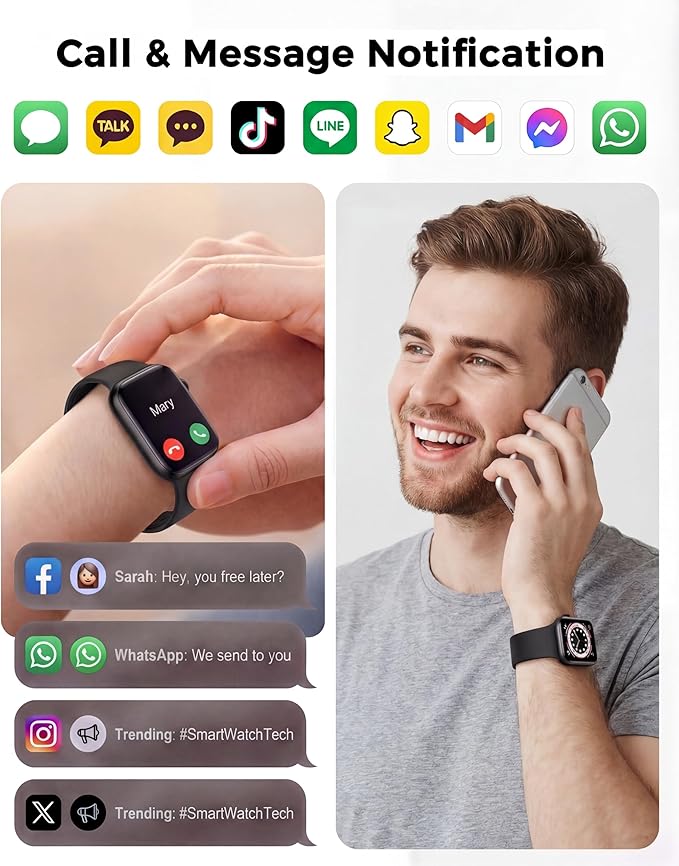 Smart Watch, Fitness Watch for Women Men with 24/7 Heart Rate/Blood Pressure Monitor,Pedometer, Sleep Tracker, 120+ Sport Modes, IP68 Waterproof Activity&Fitness Tracker Compatible with Android iPhone