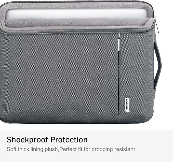 LANDICI 360° Protective Laptop Sleeve 11.6 Inch for Surface Pro 7 8 9/Laptop Go 2 3, MacBook Air 11, Small Computer Bag Carrying Case for 11-12 Inch Chromebook, Slim, Shockproof, Waterproof, Grey