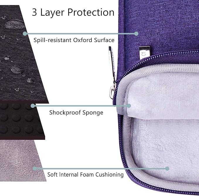 Voova Laptop Sleeve Carrying Case 13 13.6 Inch Compatible with MacBook Air 13 M1/M2/M3/M4, MacBook Pro 13/14, IPad Pro 13, Waterproof Slim Computer Cover Bag, Purple