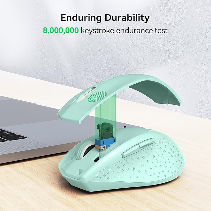TECKNET Wireless Mouse, 2.4G USB Computer Mouse with 6-Level Adjustable 4800 DPI, 30 Months Battery, Ergonomic Grips, 6 Buttons Portable for PC, Chromebook, Mac - Green