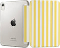 DONGKE for iPad mini 7 (A17 Pro) 2024 & iPad mini 6 2021 8.3 Inch, Slim Foldable Stand Hard PC Translucent Back Shell Smart Cover for iPad mini 7th/6th Generation [Auto Wake/Sleep] - Yellow Stripes