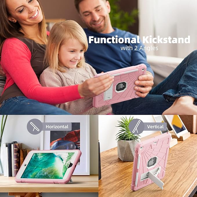 TSQQST iPad 9.7 Inch Case 6th 5th Generation 2018 2017 for Kids Girls | 6th Generation iPad Case with Pencil Holder & Stand | Slim Cute Case for iPad 5th Generation A1893 A1822 A1954 A1823 | Pink