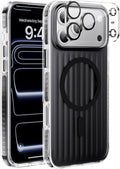 Strong Magnetic for iPhone 17 Pro Max case,1XLens Protector[10Ft Military-Grade Protection] Compatible with fit MagSafe Shockproof Slim Thin Cover case for iPhone 17 Pro Max 6.9 inch,Black Metal