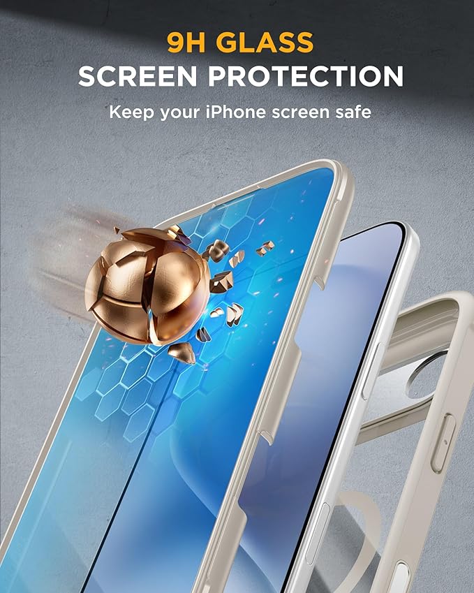 Miracase Magnetic for iPhone Air Case 6.5" [Compatible with MagSafe] Full-Body Phone Case with Built-in Glass Screen Protector & Camera Control,Drop Proof iPhone 17 Air Case Cover, Grey Titanium