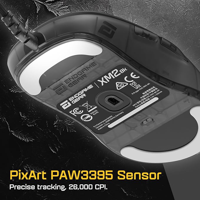 ENDGAME GEAR XM2 8k Gaming Mouse – 8000Hz Polling Rate, Kailh GX Switches, PixArt PAW3395 Sensor, Ultra-Light 52 g, Dark Frost Edition