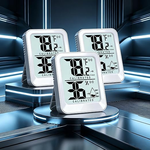 3 Pack Room Thermometer Indoor Hygrometer Digital Mini Humidity Meter Gauge with Temperature and Humidity Monitor Sensor for House, Pet, Plant, Incubator - Battery Included