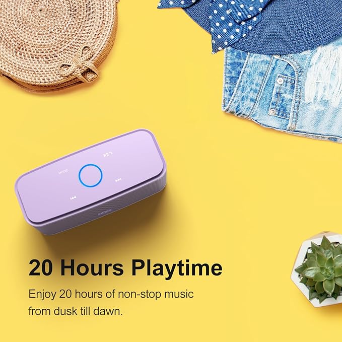 DOSS SoundBox Touch Wireless Bluetooth Speaker-12W HD Sound with Rich Bass, IPX5 Waterproof, 20H Playtime, Handsfree, for Gatherings, Home, Office, Outdoor, Travel-Purple