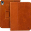 Casemade Real Leather Case Compatible with iPad mini 7 (A17 Pro) / 6th Gen (2021) - Full-Grain Leather Cover, Auto Sleep/Wake, Dual Stand Position (Tan)