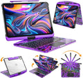 SIBEITU Keyboard Case for iPad Pro 13 Inch (M5 2025 / M4 2024), 360 Rotatable iPad Pro 13 Clear Cover with Multi-Touch Trackpad, 7-Color Backlight & 3 Brightness, High-Tech Visible PCB Design, Purple