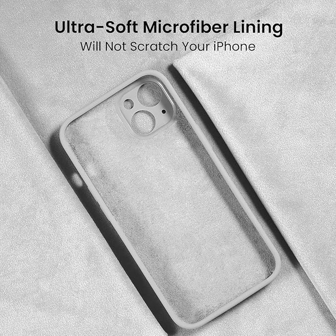 FireNova Designed for iPhone 13 Case, Silicone Upgraded [Camera Protection] Phone Case with [2 Screen Protectors], Soft Anti-Scratch Microfiber Lining Inside, 6.1 inch, White